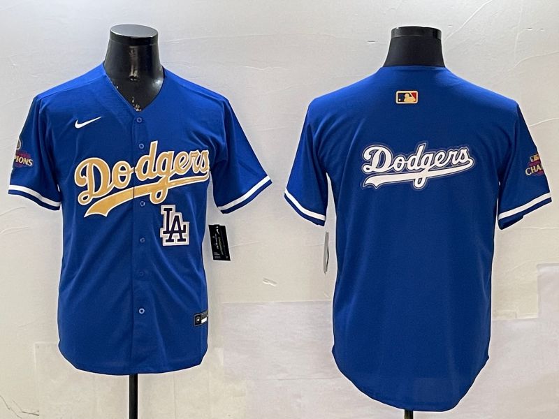 Men Los Angeles Dodgers Blank Blue Champion gold character 2025 Nike MLB Jersey style 18->los angeles dodgers->MLB Jersey